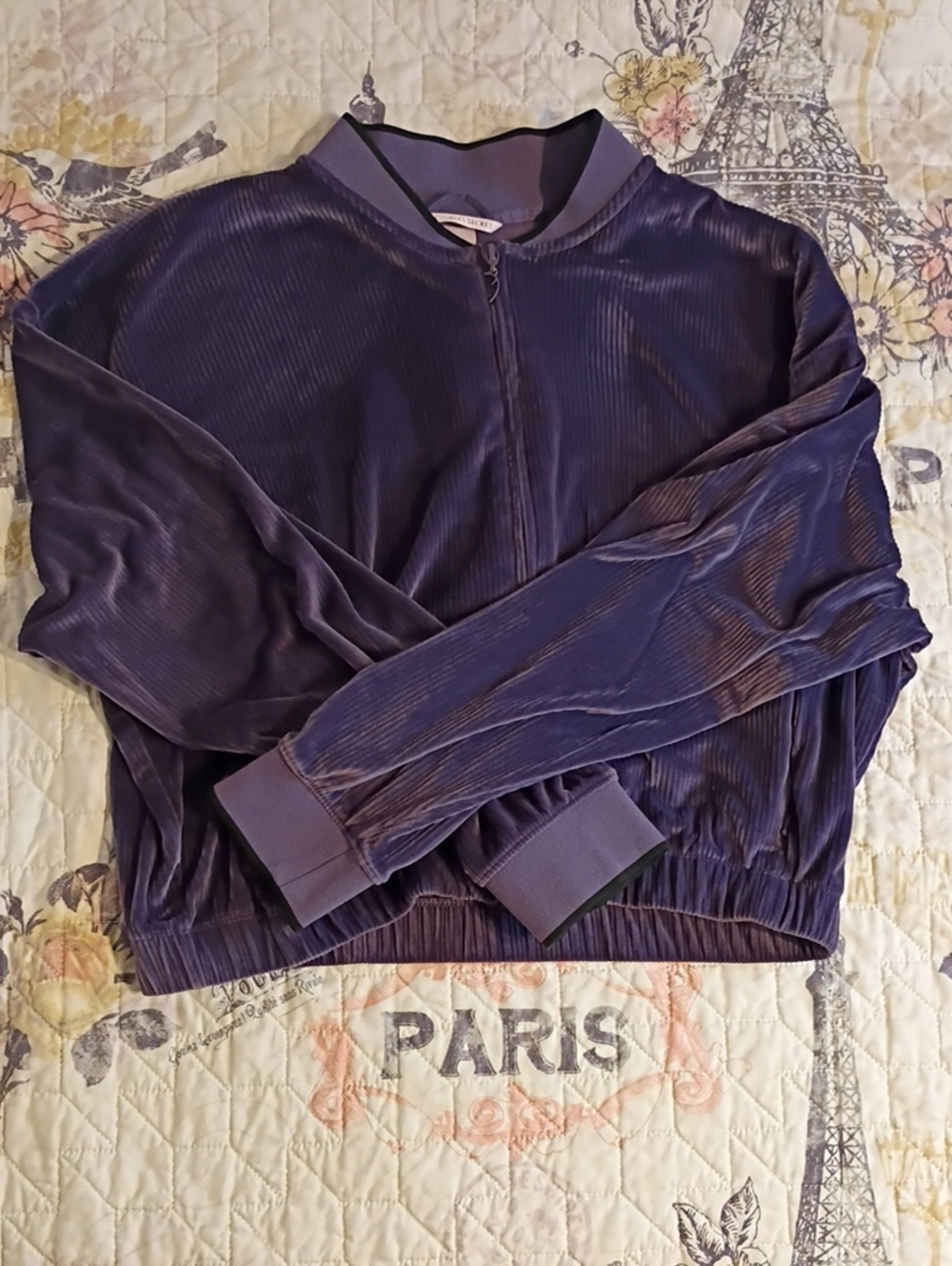 Victorias Secret Women's Deep Purple Ribbed Bomber Jacket